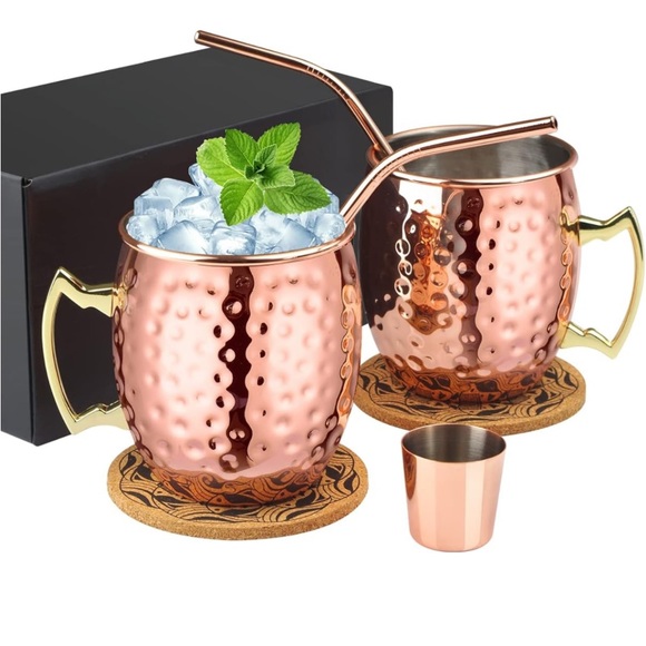 Set of 2 Copper Mugs - Picture 3 of 11